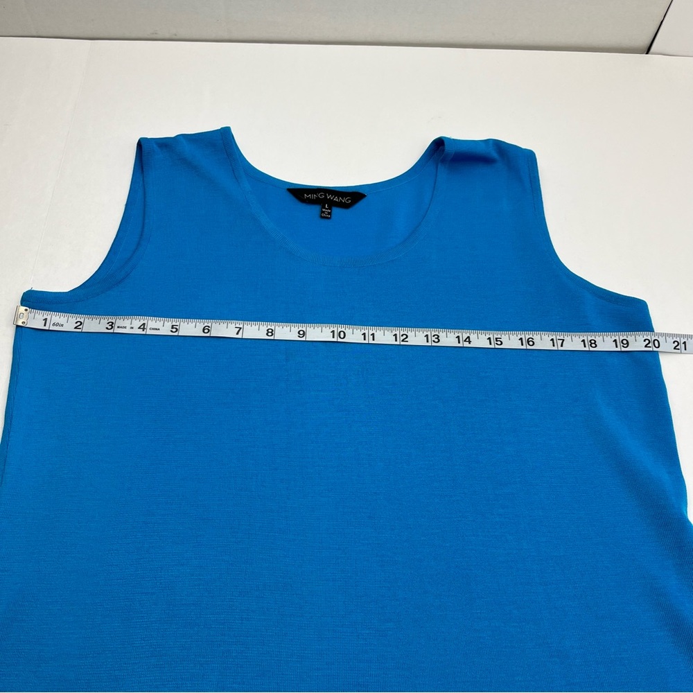 Ming Wang Blue Top Blouse Shell Sleeveless Womens‎ Size Large Stretch *TINY FLAW - Picture 6 of 9